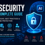 Enterprise AI Security Architecture showing layered defense against prompt injection, model poisoning, data leakage, and AI supply chain attacks